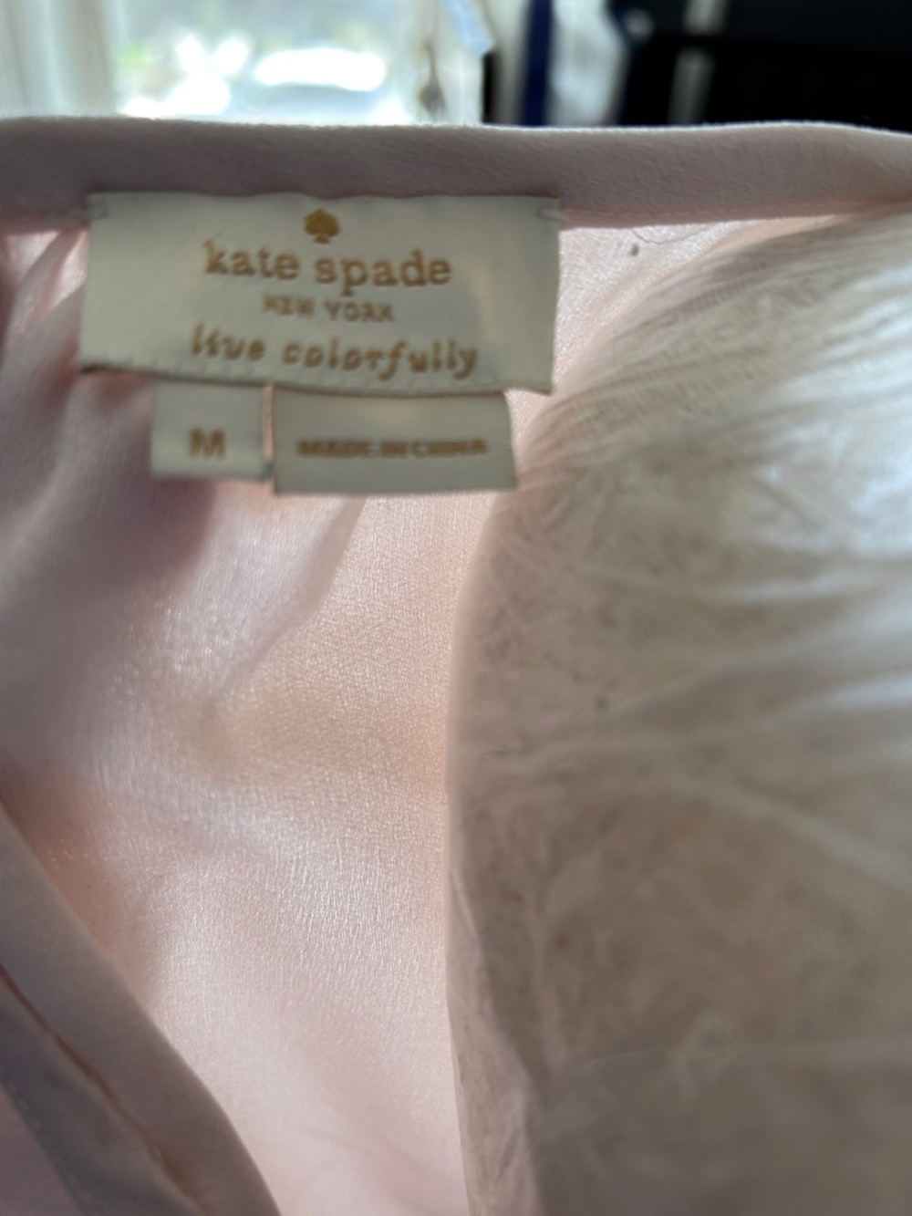 kate spade Blush Pink Embellished Neck Long-Sleeve Tunic size medium - Picture 3 of 4